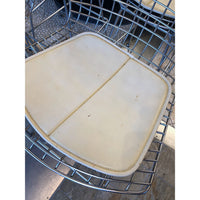 PAIR of Chrome Bertoia Counter Stools w/ Beige Leather Cushions by Knoll - AS IS