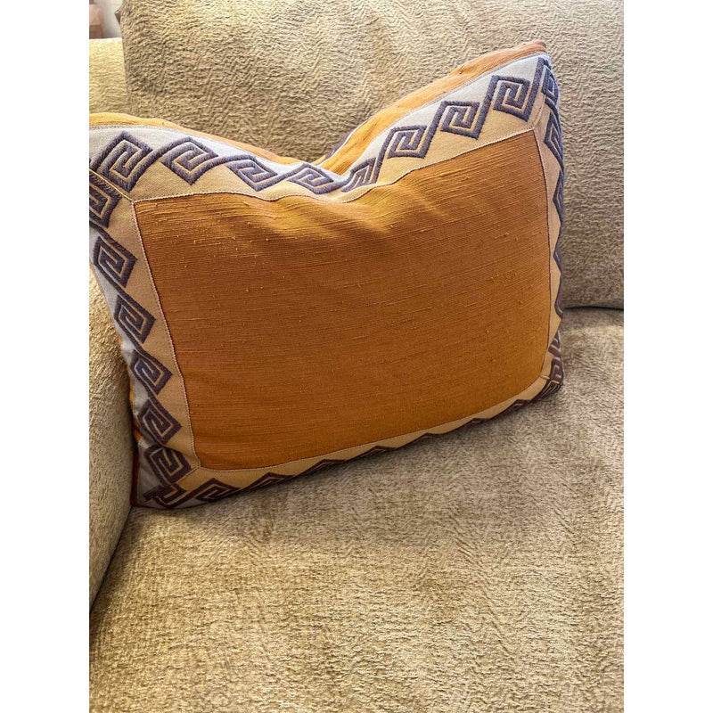 Pair of Orange & Black Geometric Design Pillows