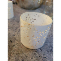 Pair of White Snowflake Votive Candle Holders