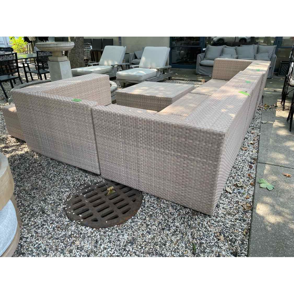 SET of Wicker 5-Pc Modular w/o Cushions, Coffee Table, & 2 Side Tables by Dedon