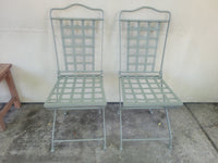 PAIR of Gray Metal Bistro Side Chairs Attrib. to Herve Baume