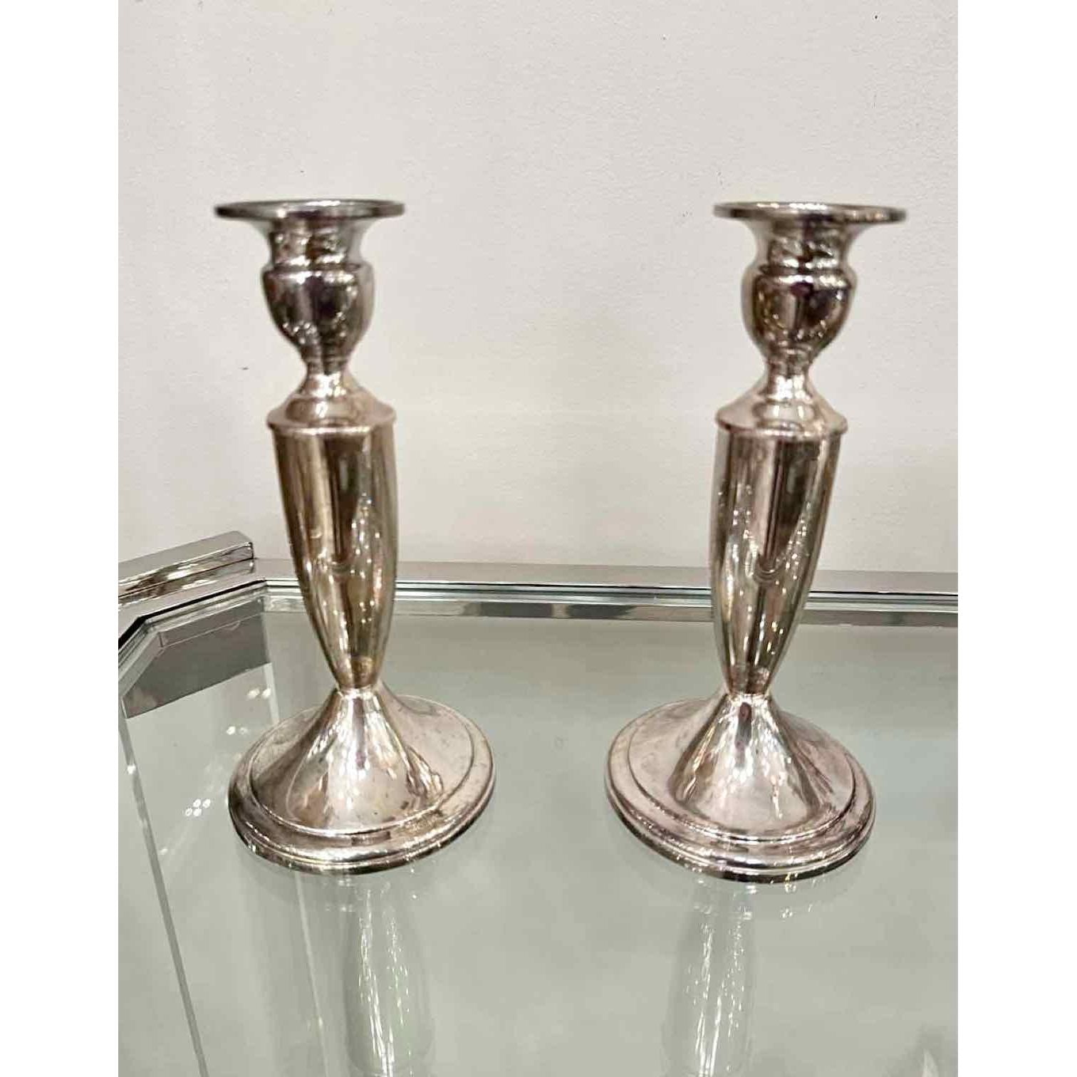 Pair of Weighted Sterling Silver Candlesticks