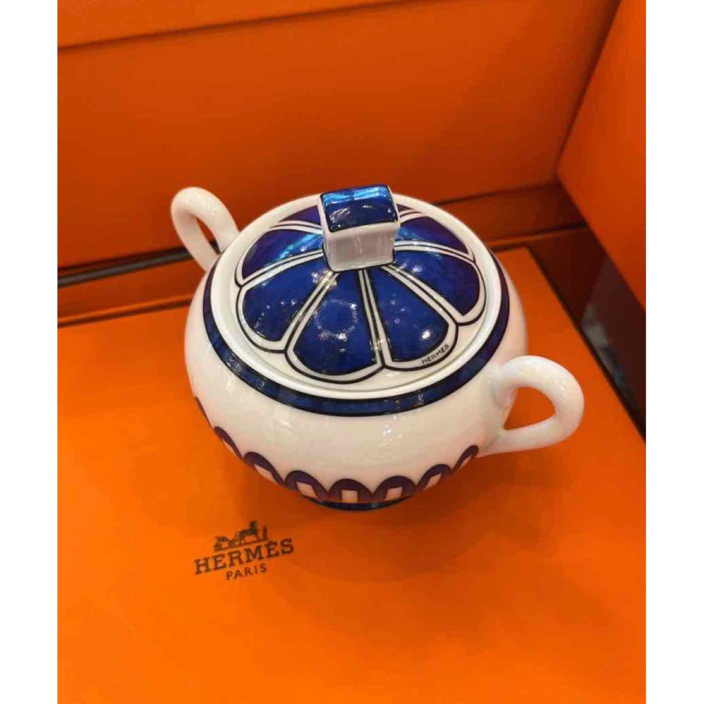 Hermes Bleus d'ailleurs Porcelain Sugar Bowl