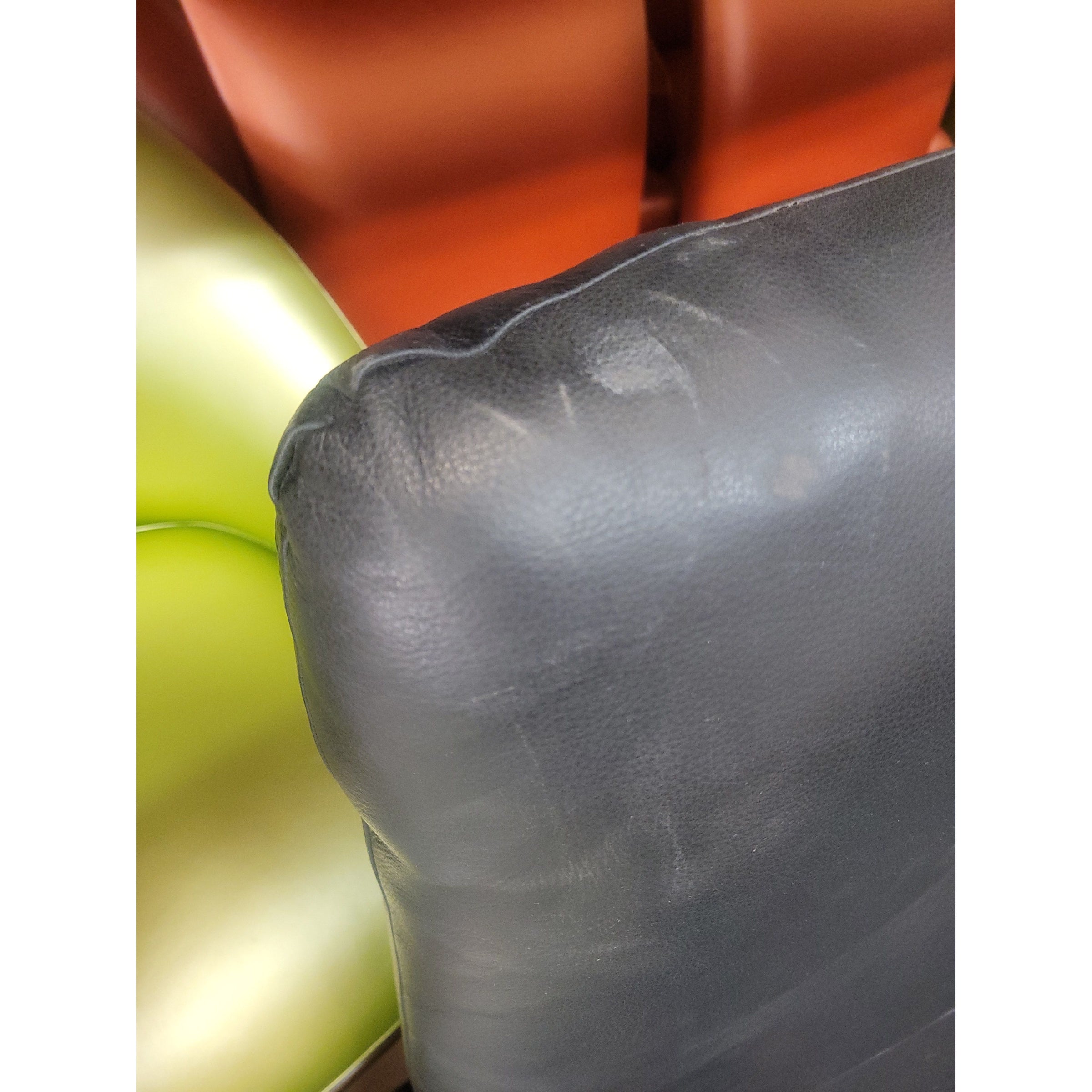 Vintage 1970s Gerard Van Den Berg Attributed Black Leather Rock Sofa