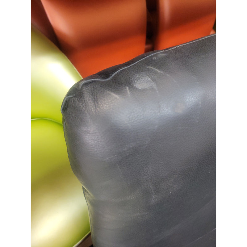 Vintage 1970s Gerard Van Den Berg Attributed Black Leather Rock Sofa