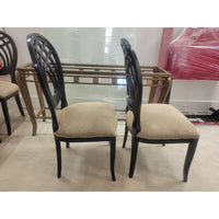 SET of 6 Italian Ebony Chairs w/ Fabric Seats by Costantini Pietro - colletteconsignment.com