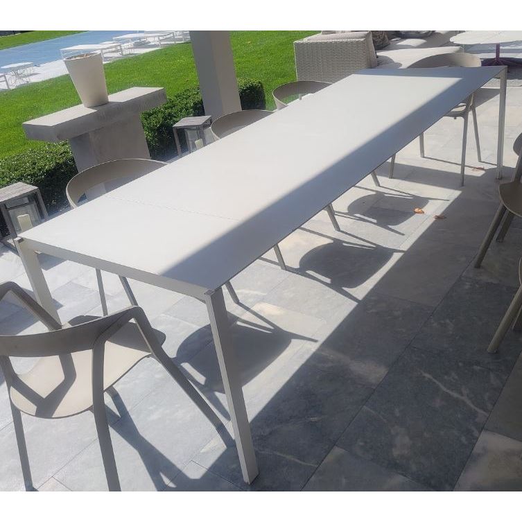 White Aluminum Extension Dining Table w/ 2 Leaves by Kristalia - AS IS