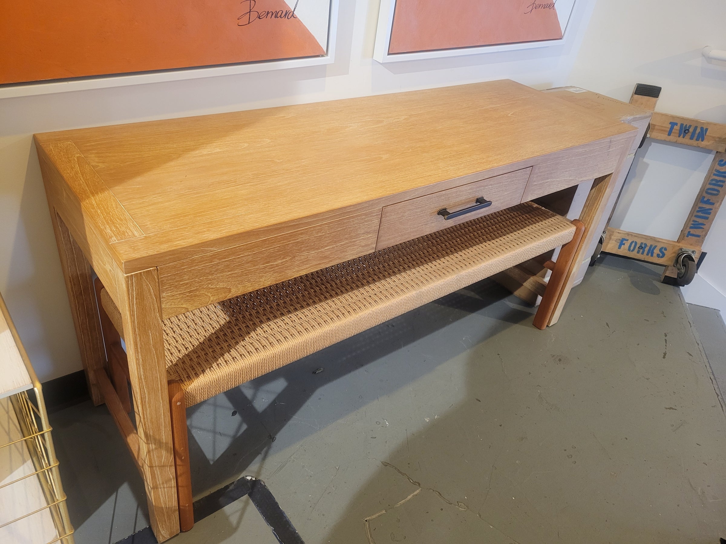 Natural Wood Writing Desk w/ 1 Drawer