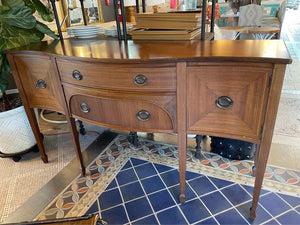 Vintage Dark Wood Buffet w/ Brass Pulls (AS IS)