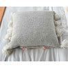 Square Grey & Neon orange Pillow with Tassels