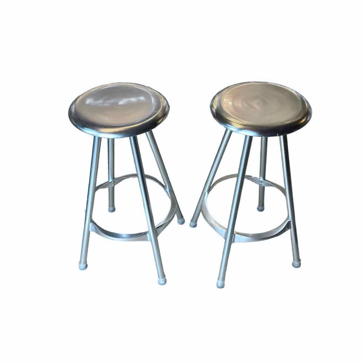 Pair of Silver Amat Twist Bar Stools by Knoll