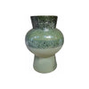 Half-Glazed Speckled Green Ceramic Vase