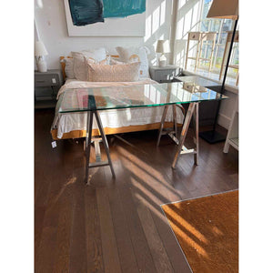 Chrome Sawhorse Desk w/ Glass Top