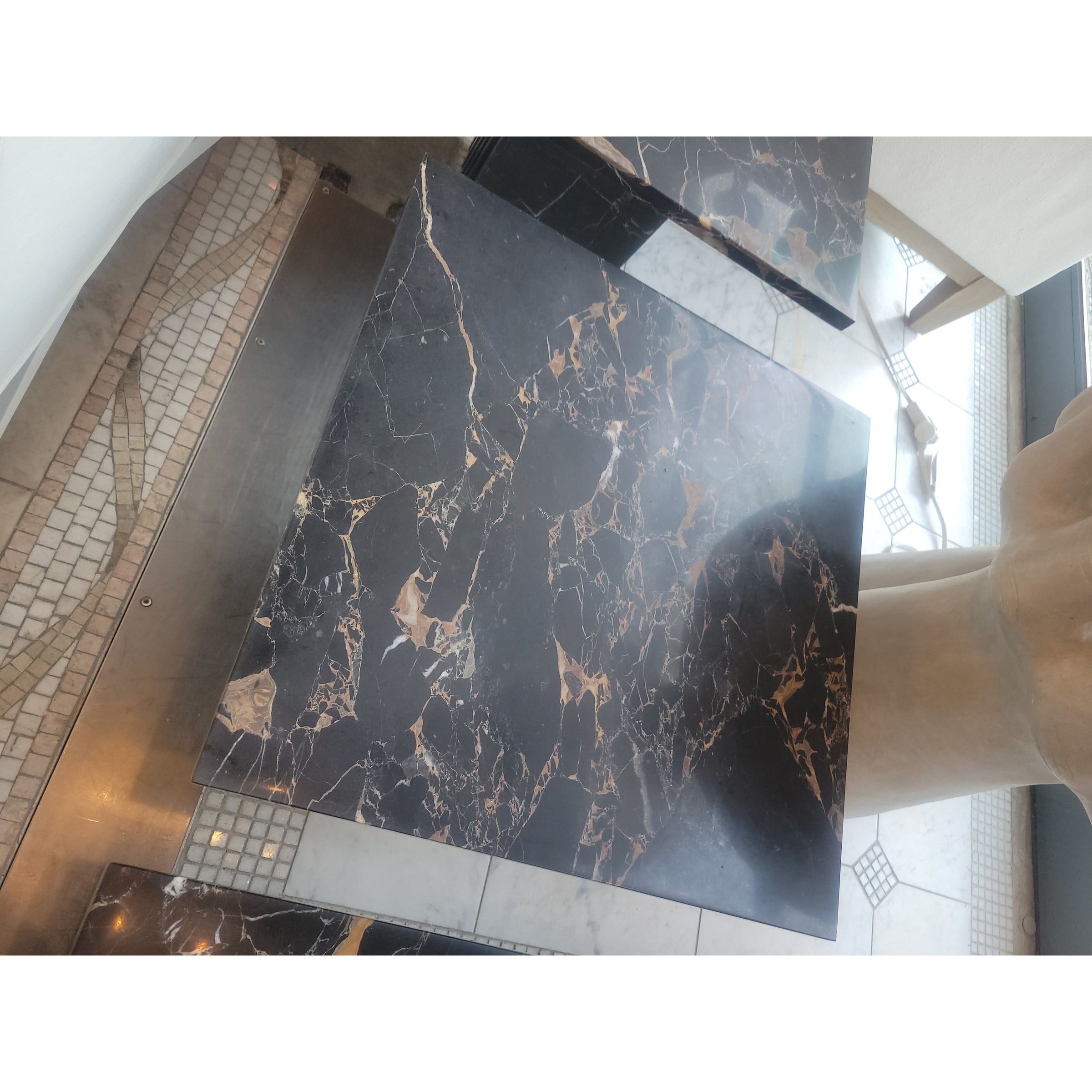 SET of 3 Fluted Black Marble Nesting Tables (AS IS)