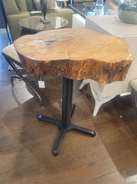 Live Edge Wood Drink Table on Black Metal Base