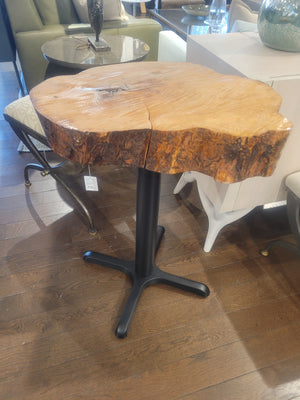 Live Edge Wood Drink Table on Black Metal Base