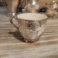 18-Pc Silver Luster & Porcelain Tea or Coffee Set w/ White Grape Design - AS IS