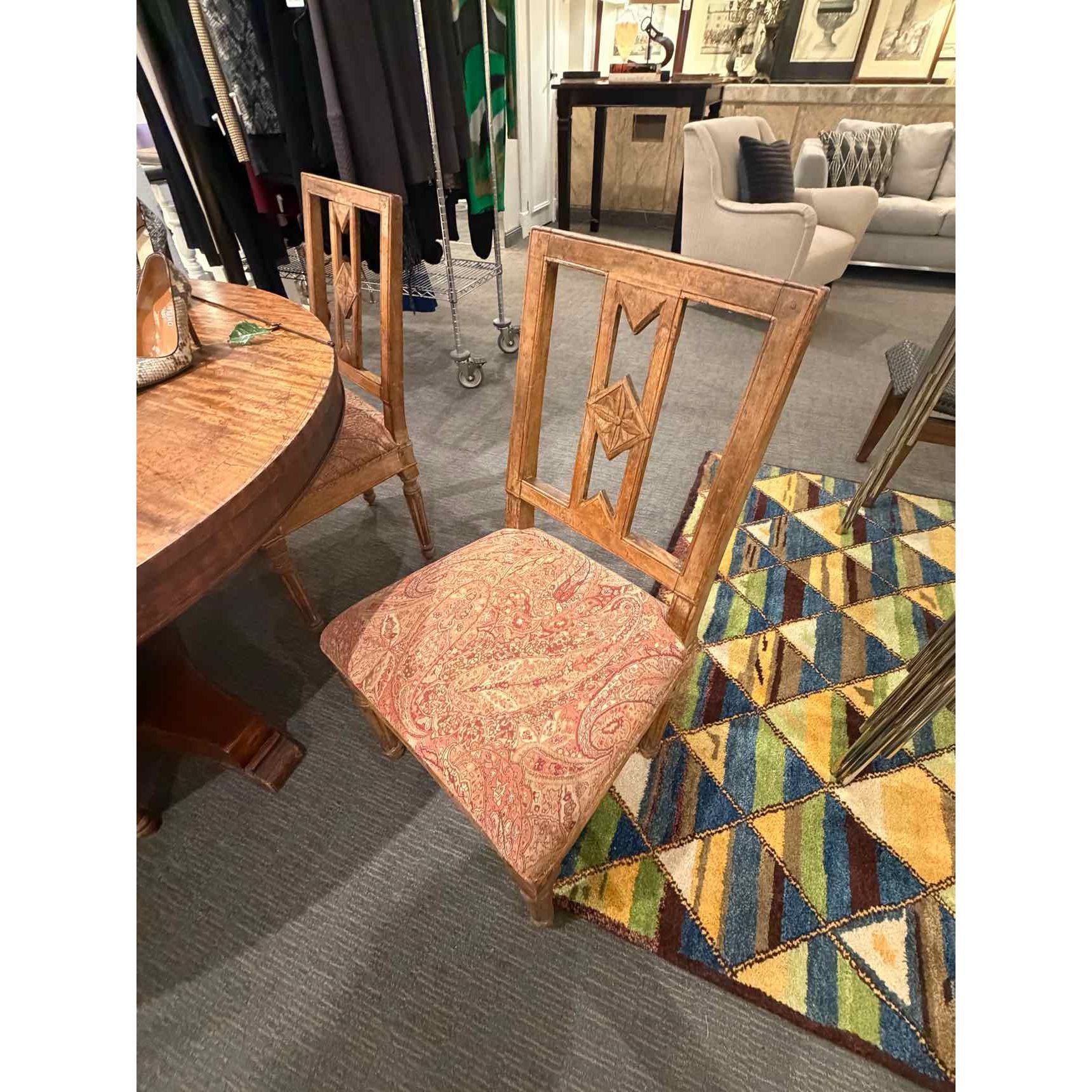 Set of 6 Wood and Upholstered Chairs