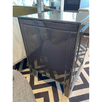 PAIR of Gray Glass 2-Drawer Nightstands Attrib. to Arhaus