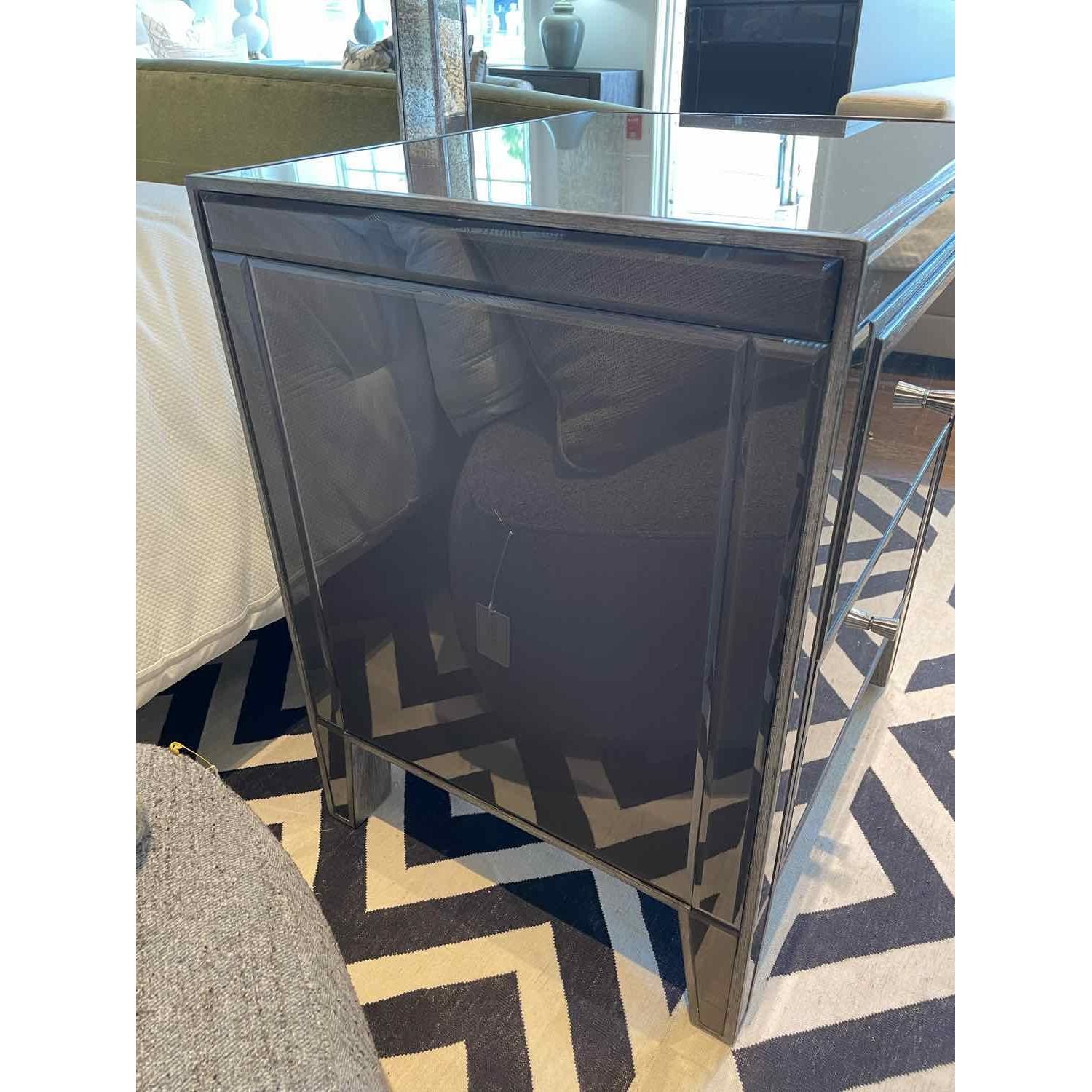PAIR of Gray Glass 2-Drawer Nightstands Attrib. to Arhaus