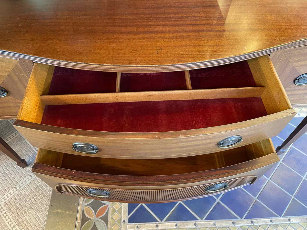Vintage Dark Wood Buffet w/ Brass Pulls (AS IS)