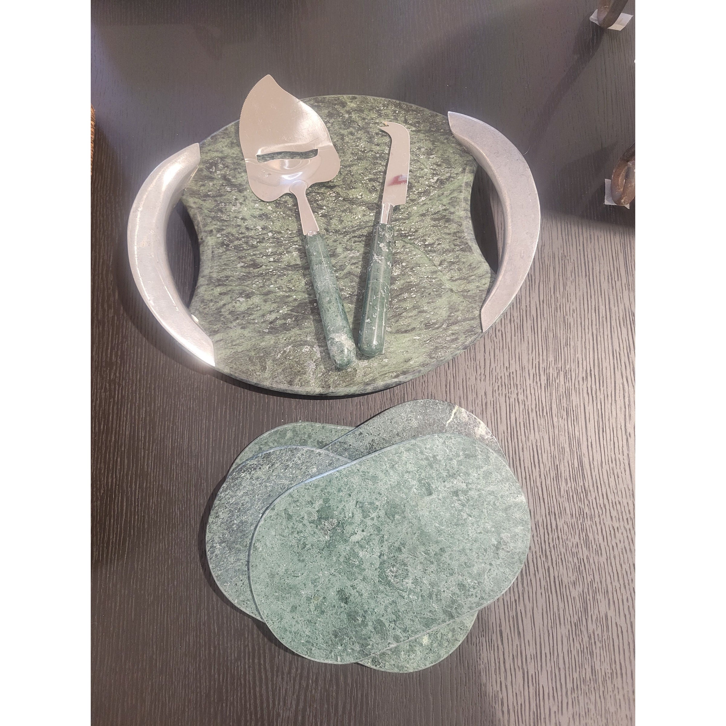 7-Pc Green Marble Cheese Set