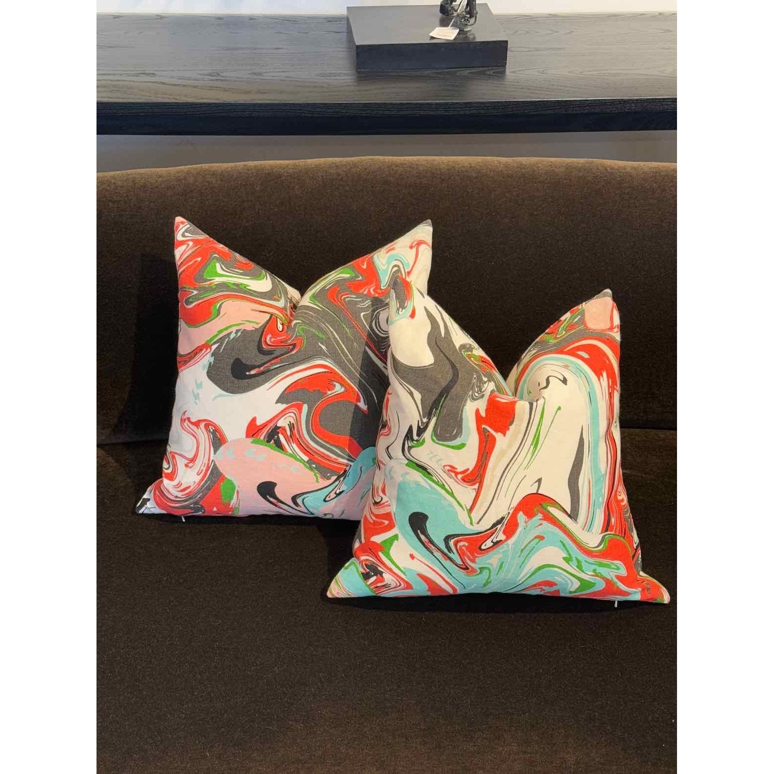 Pair of Multicolor Kate Spade Print Square Pillows