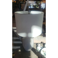White Glazed Ceramic Table Lamp w/ Shade - colletteconsignment.com
