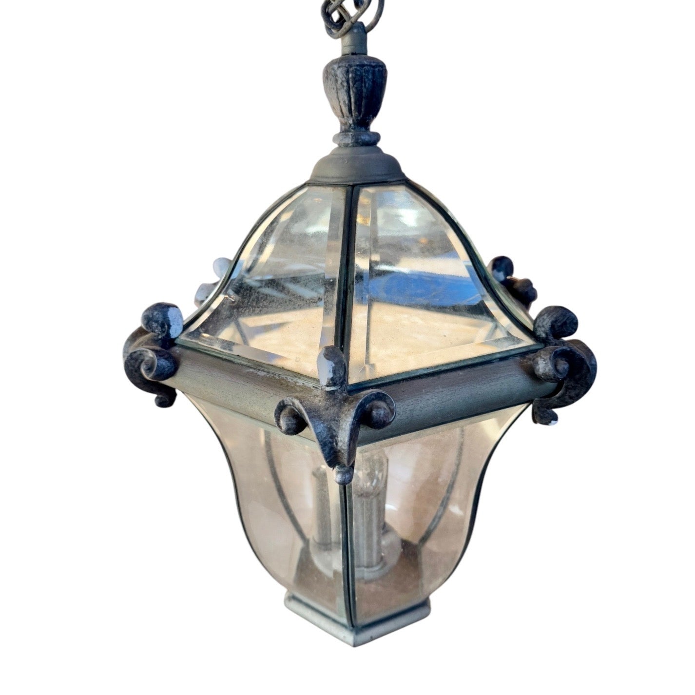 French Style Outdoor Metal 3-Light Hanging Lantern