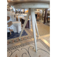 Round Wood Pub Tripod Table w/ Leather Top by Stanley (AS IS) - colletteconsignment.com