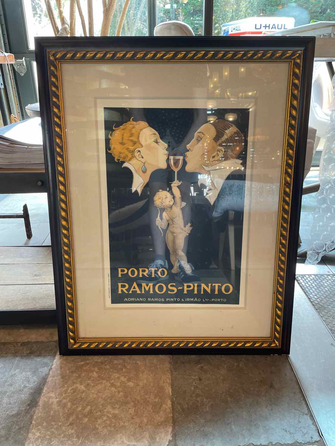 Original 1920s 'Porto Ramos-Pinto' Poster by Rene Vincent in Frame