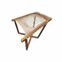 Vintage Swedish Oak & Rope Hammock Lounge Chair
