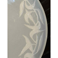 Set of 12 Stoneware Dinner Plates w/ Leaf Border