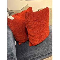 PAIR of Custom Red Velvet Square Pillows - colletteconsignment.com