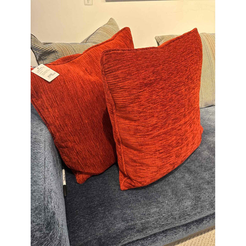 PAIR of Custom Red Velvet Square Pillows - colletteconsignment.com