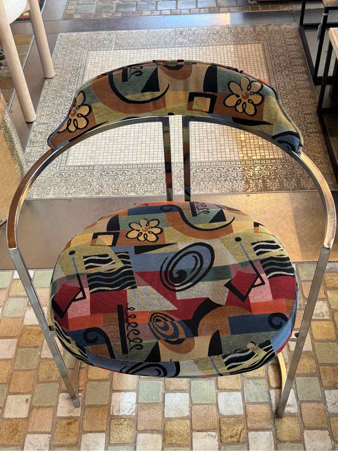 SET of 4 Picasso Style Upholstered Chrome Chairs