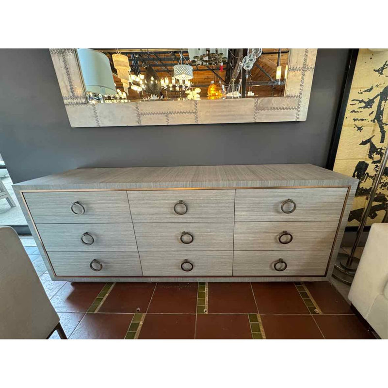 'Parker' Blue Shimmer Raffia & Bronze 9-Drawer Dresser by V&H