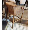 PAIR of Rattan Bar Stools w/ Wicker Backs & White Cushions