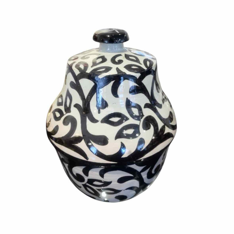 Moroccan Vine Pattern Glazed Ceramic Urn