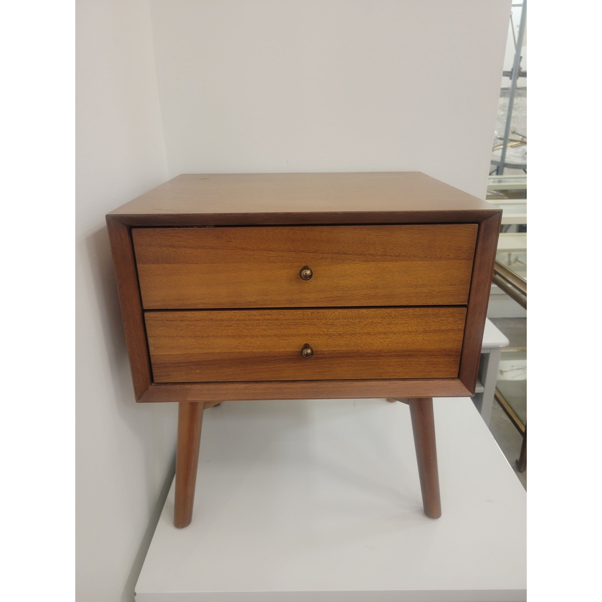 Mid-Century Style Wood 2-Drawer Side Table