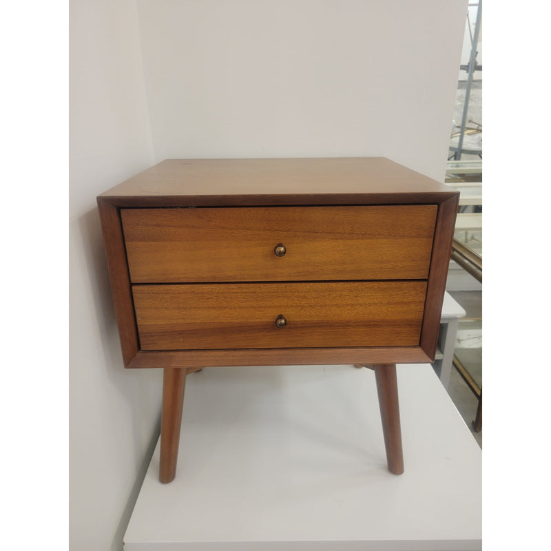 Mid-Century Style Wood 2-Drawer Side Table