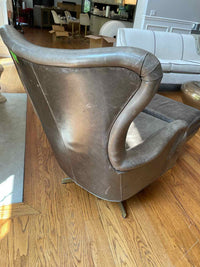 Gray Leather Arm Chair w/ Ottoman by MG+BW