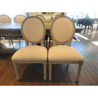 SET of 10 French Linen & Wood Round-Back Dining Chairs by Safavieh (AS IS) - colletteconsignment.com