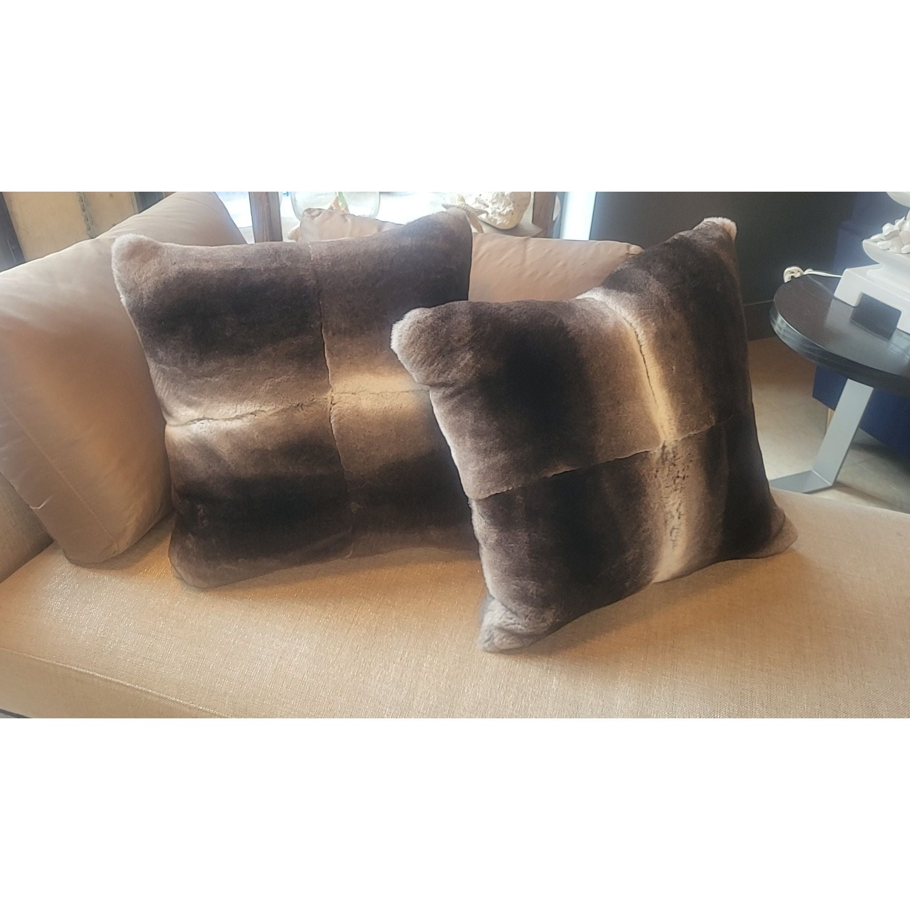 Pair of Grey & Black Chinchilla Pillows
