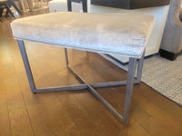 Gray Velvet Jersey Bench w/ Nailhead Trim on Bronzed Metal Base by Vanguard