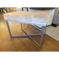 Gray Velvet Jersey Bench w/ Nailhead Trim on Bronzed Metal Base by Vanguard