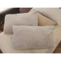 PAIR of Gray / Tan Lumbar Pillows w/ Down Inserts - colletteconsignment.com