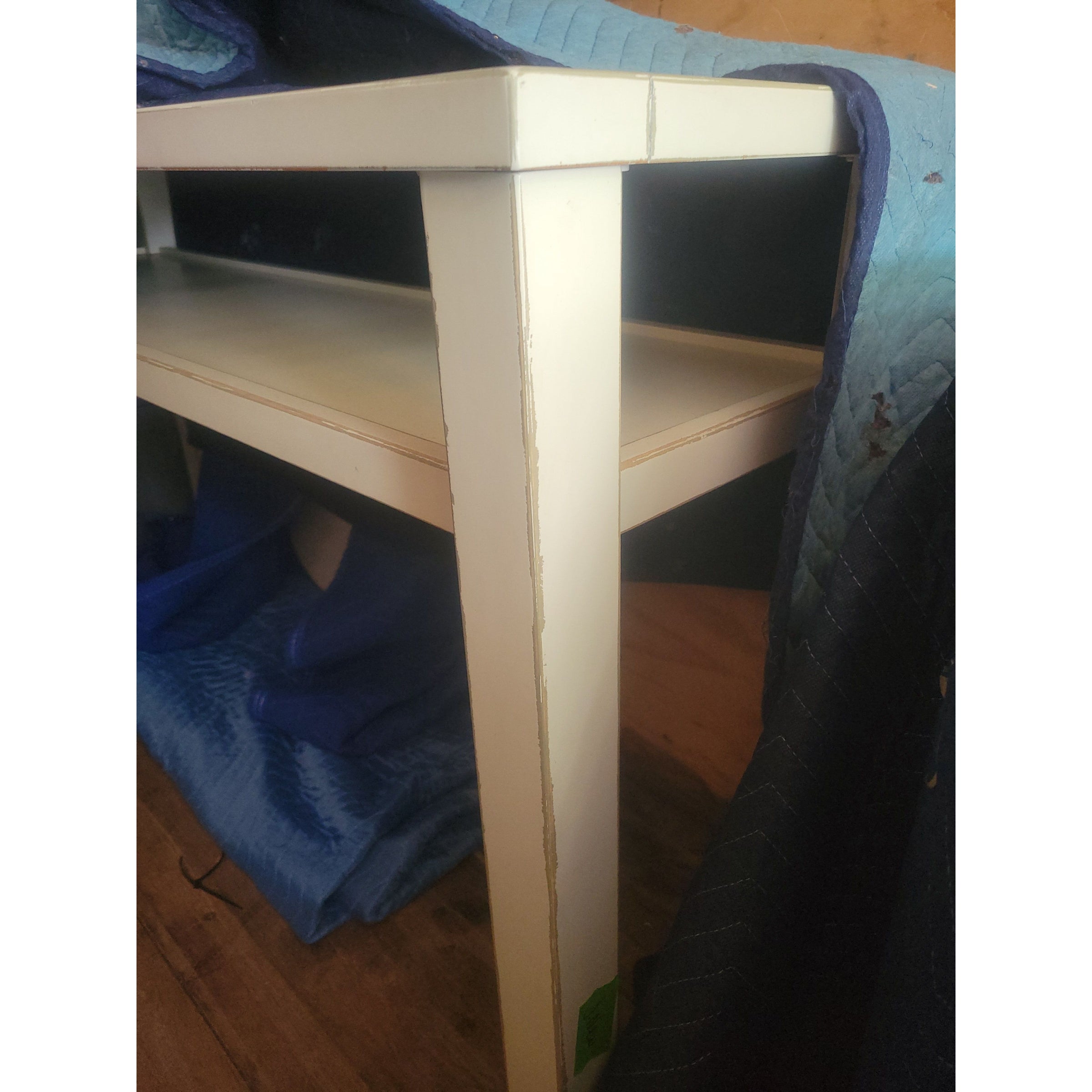 Off-White Wood Vitrine Console Table - AS IS