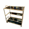 Custom Dark Brass & Glass Rolling Bar Cart w/ Removable Tray Top