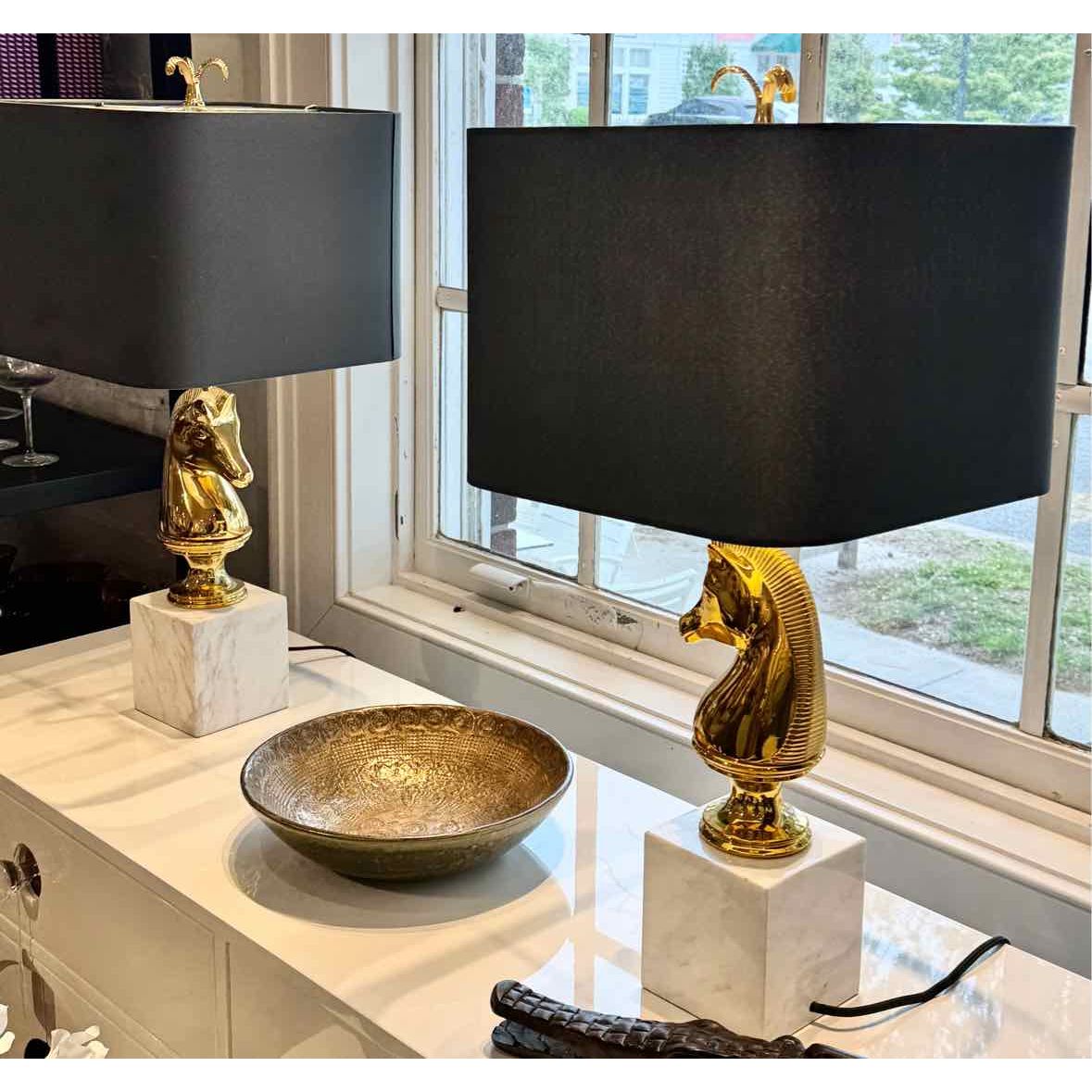 Jonathan Adler Cheval Brass/Marble Table Lamp